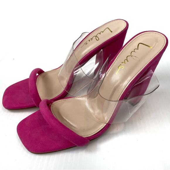 Lulus Arianna Fuchsia Suede High Heel Sandals size 8 - Picture 1 of 11